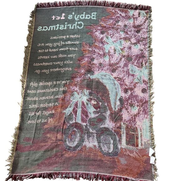 Babys 1st Christmas Throw Blanket 50 X 36 Collections Etc. Woven Teddy Bear - Picture 4 of 11